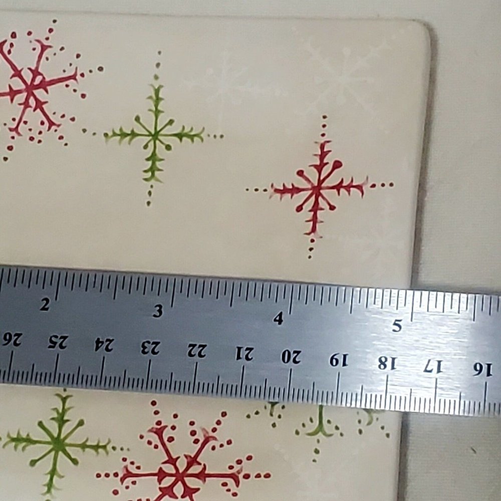 ONEIDA Debbie Taylor Kerman SNOWMATES 4 Square Canape Plates snack snowflake - Picture 6 of 8